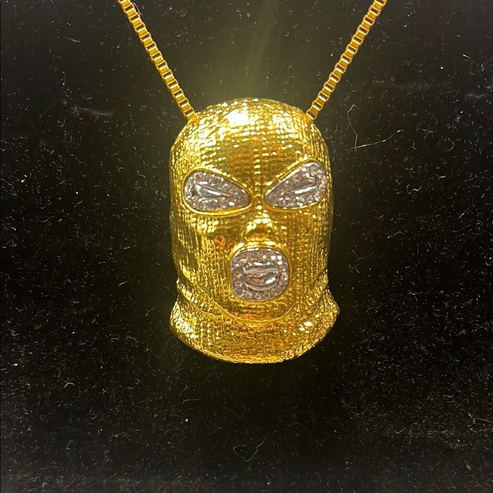 24” Gold Mask Pendant Necklace Men Women Chain Shiesty